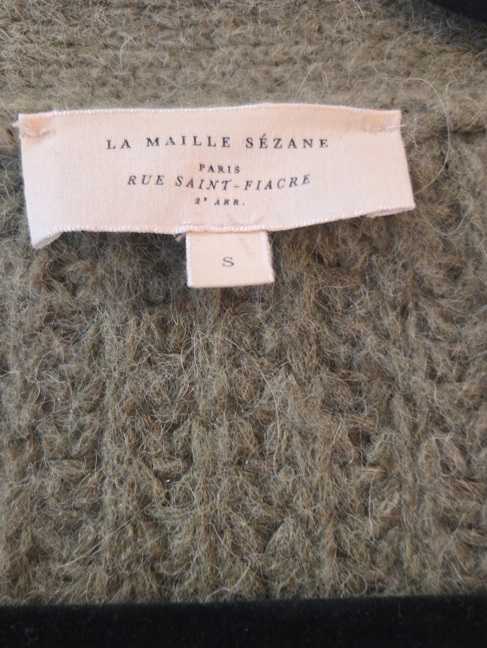 Sezane Basil Cardigan Olive Green Chunky Knit Button-Front Size Small - Picture 3 of 6